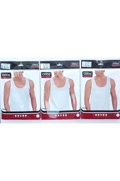 Öztaş Men's Single Jersey White Undershirt 3-Piece