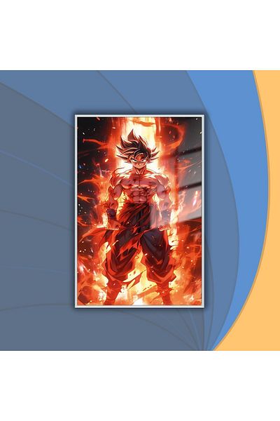 GAAGART Masă din sticlă temperată cu cadru metalic Personaj din Dragon Ball Z
