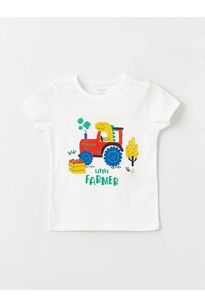 LC Waikiki LCW baby Crew Neck Short Sleeve Printed Shorts Baby Boy Pajamas Set 2 Pieces