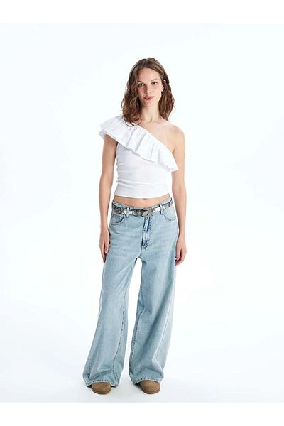 LC Waikiki One-Shoulder-Bluse mit Muster für Damen - LCW Vision