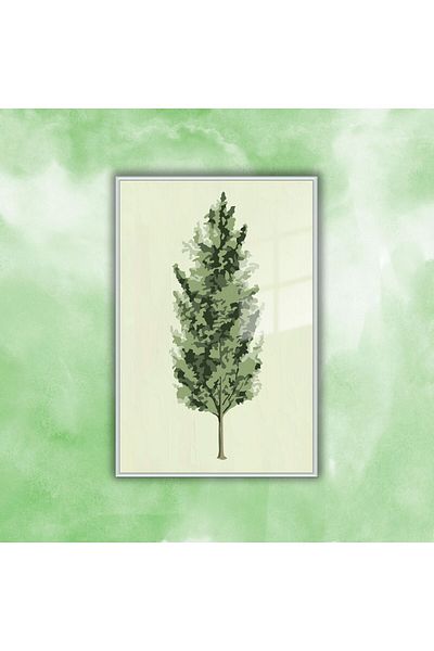 GAAGART Masă din sticlă temperată cu cadru metalic Ilustrație simplă de un singur copac