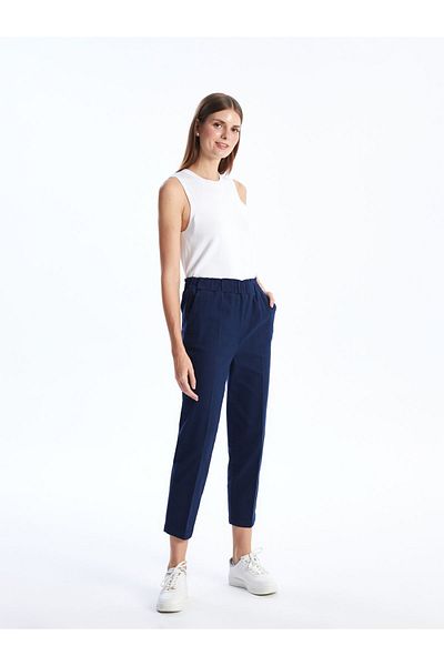 LC Waikiki Plain Gabardine Women's Trousers with Elastic Waist