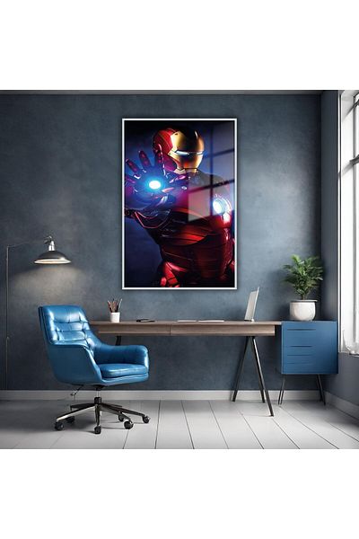 GAAGART Cadru metalic Sticlă Tablou Personaj de film Iron Man Imagine
