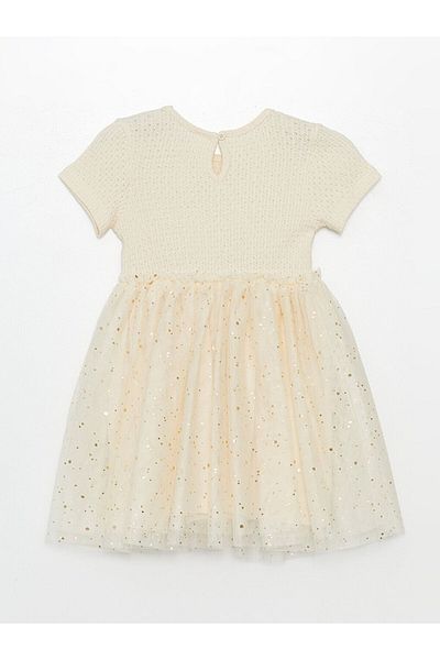 LC Waikiki Kurzärmliges Kleid mit Rundhalsausschnitt für Babys