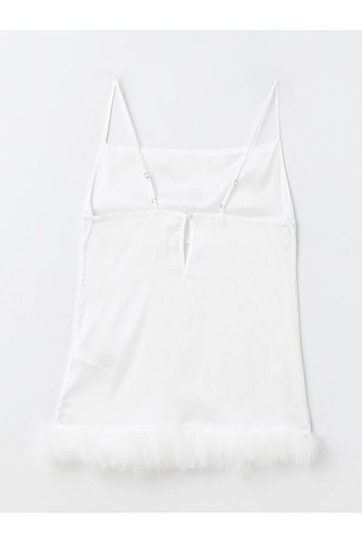 LC Waikiki Damen-Nachthemd aus Satin mit U-Ausschnitt und geraden Trägern