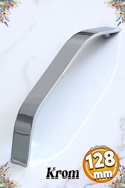 Badem10 Mâner Volga Metal Cromat 128 Mm 12,8 Cm Mobilier Bucătărie Sertar Dulap Dulap Mânere Capac Mâner