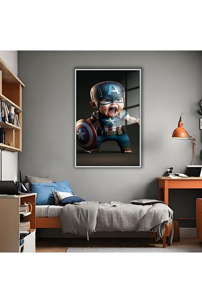 GAAGART Masa din sticla securizata cu cadru metalic Baby Captain America
