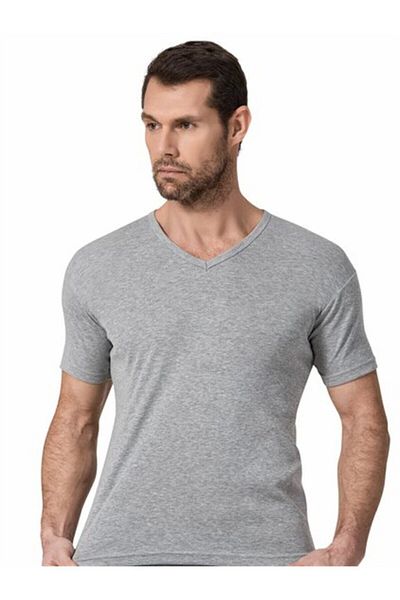 Namaldı 2 Pieces Gray Color V-Neck Short Sleeve Undershirt Undershirt