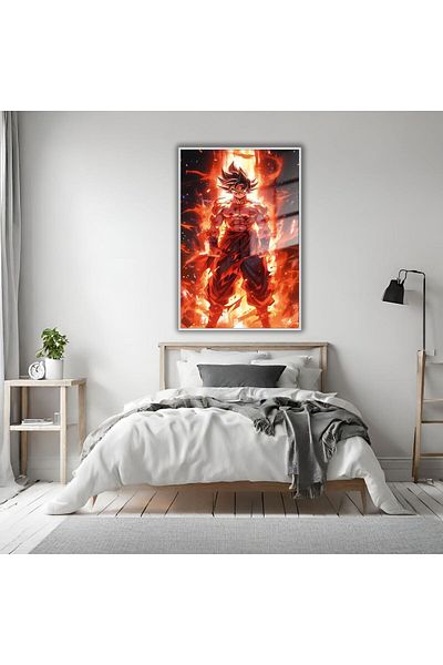 GAAGART Masă din sticlă temperată cu cadru metalic Personaj din Dragon Ball Z