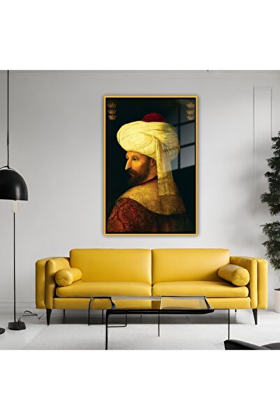 GAAGART Metal Çerçeveli Temperli Cam Tablo Fatih Sultan Mehmet Portresi