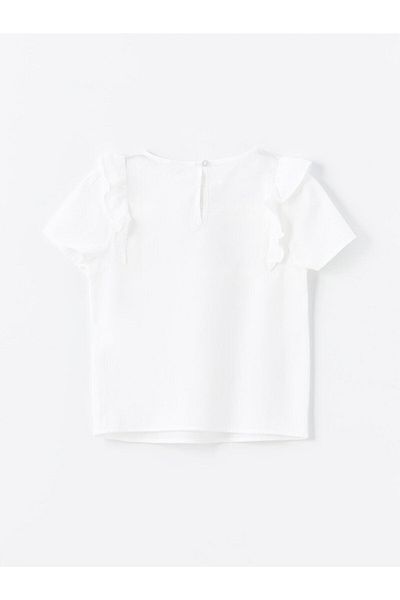 LC Waikiki LCW Mädchenbluse mit Rundhalsausschnitt und kurzen Ärmeln