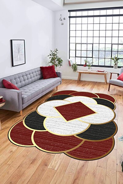 EY HOME Digital Printed Non-Slip Base Washable Hubbed Laser Cut Kitchen Living Room Carpet