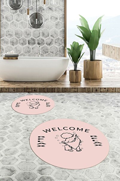 EY HOME Set de covorașe de baie rotunde, duble, lavabile, anti-alunecare, dig...