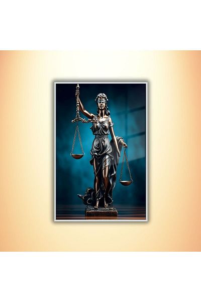 GAAGART Birou de avocat din sticlă cu cadru metalic Balanța justiției femei