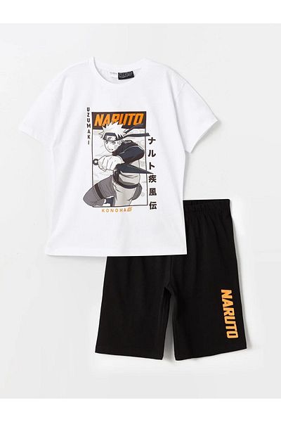 LC Waikiki Chlapecký pyžamový set pro děti LCW s potiskem Naruto – šortky s výstřihem