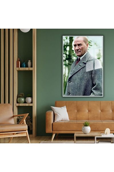 GAAGART Masa de birou din sticla securizata cu cadru metalic Ataturk cu palton