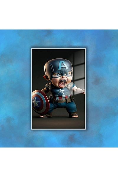 GAAGART Masa din sticla securizata cu cadru metalic Baby Captain America