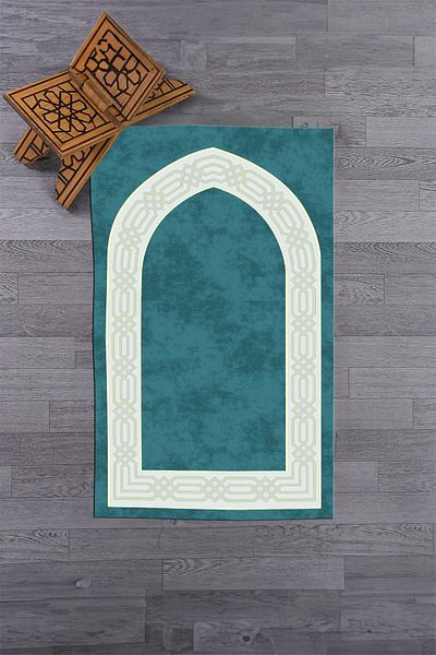 EY HOME Digital Printed Washable Simple Stylish Prayer Prayer Rug 70x130 Cm, Prayer Rug-10-blue,