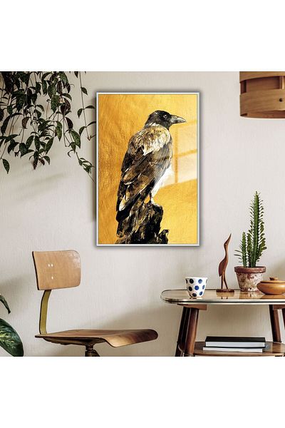 GAAGART Masă din sticlă temperată cu cadru metalic Yellow Istanbul Crow