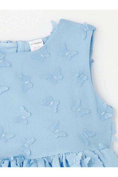 LC Waikiki LCW Baby Sukienka dla dziewczynki z okrągłym dekoltem i koronką bez rękawów