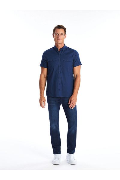 LC Waikiki Slim Fit Kurzarm-Popeline-Herrenhemd