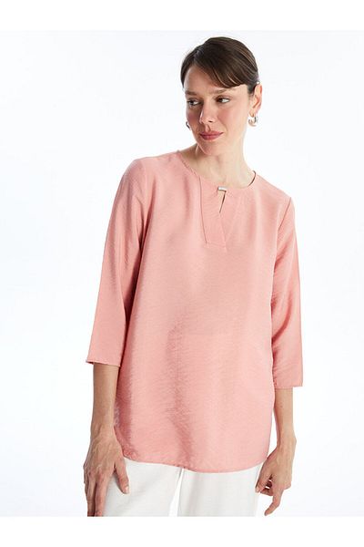 LC Waikiki LCW Damen-Bluse mit Rundhalsausschnitt