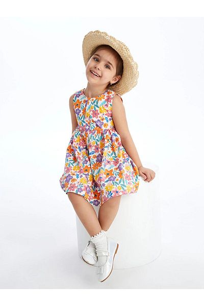 LC Waikiki LCW Baby - Patterned Poplin Baby Girl Dress, Crew Neck