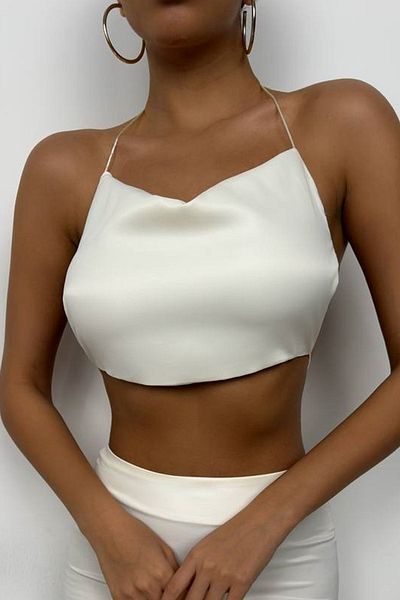 vuvutasarım New Season Strap Sleeveless Degaje Collar Back Detail Women's Blouse 24S15002