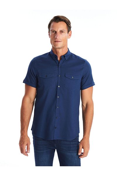 LC Waikiki Slim Fit Kurzarm-Popeline-Herrenhemd