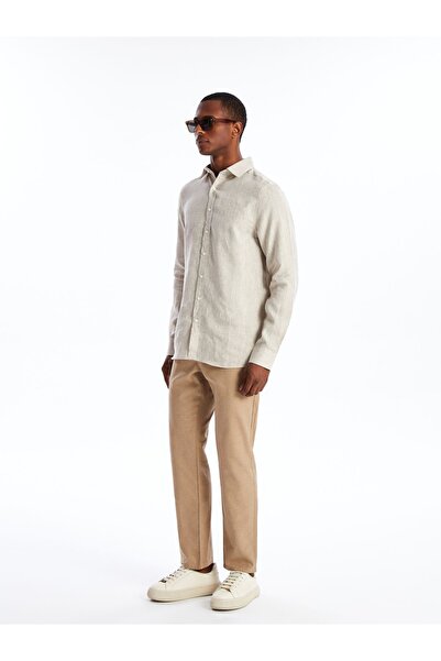 LC Waikiki Lněná pánská košile – Regular Fit, Dlouhý rukáv