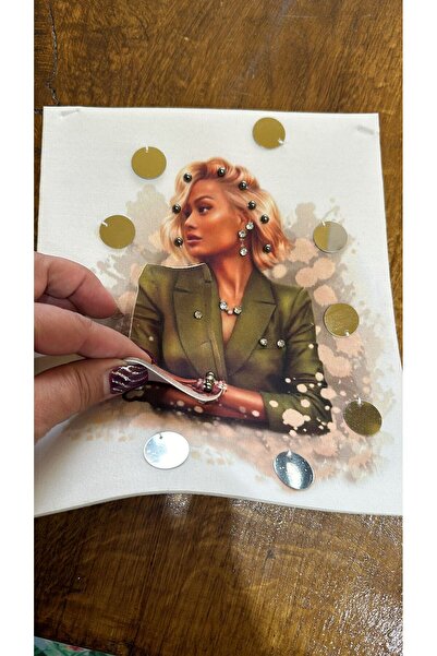 Gönülden Tasarım 3D kameni šljokičasti ženski armadikış aplikacij - 23x19 cm