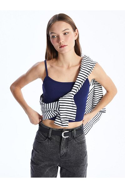 LC Waikiki Damen-Crop – U-Ausschnitt, flache Träger