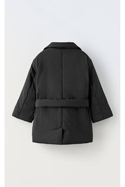 anonim Siyah Kuşaklı Dolgulu Trençkot