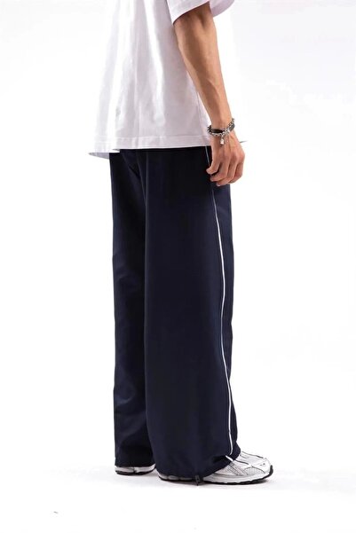 1blood Регульовані штанини з білою облямівкою Сині парашутні штани