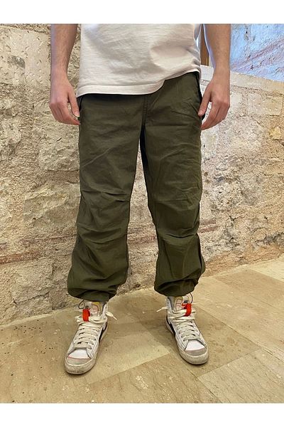 Gofeel Khaki Tactical Baggy Fit Denim Parachute Trousers Blue