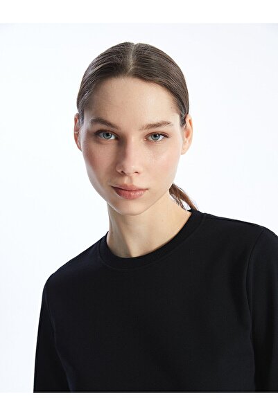 LC Waikiki Bisiklet Yaka Düz Uzun Kollu Kadın Sweatshirt Tunik