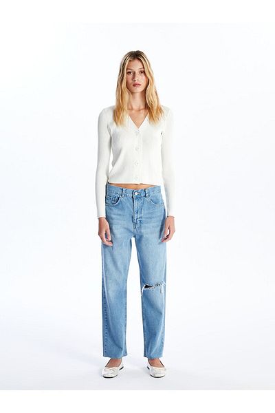 LC Waikiki Pantaloni de jeans pentru femei LCW Straight Fit - Detaliu rupt