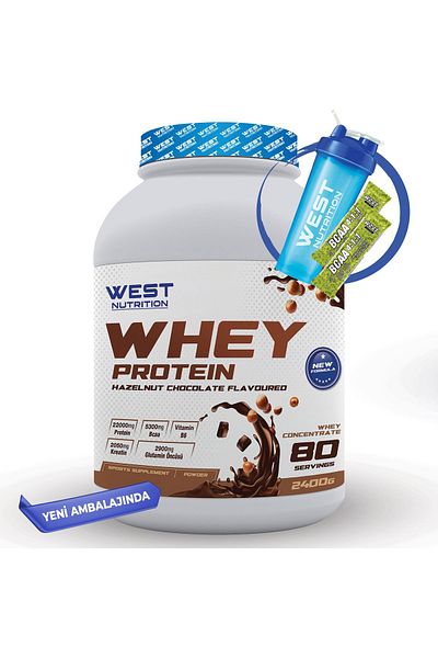 West Nutrition 2400 Gr Whey Protein Powder - 80 Serving Hazelnut and Chocolate