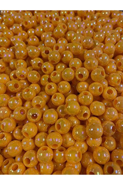 TRAKAV Sazan Boncuk Yemi Camgöz Parlak Turuncu Uv Büyük Delikli 8 Mm 50 Adet