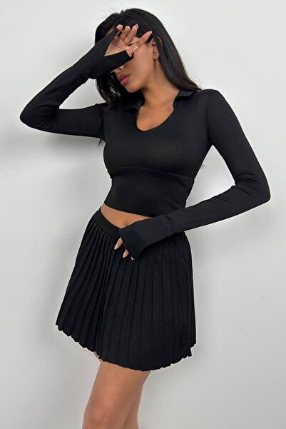 Secret Passion Lingerie Corset cu decolteu în V Tricoturi cu mânecă lungă Blu...