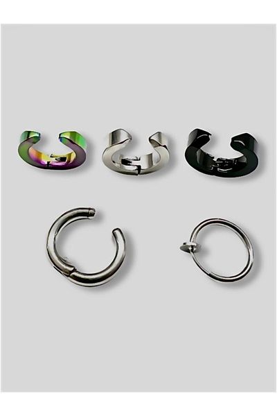 MAZEN 5 Pieces Steel Pinched Men's Earrings Without Fake Hole