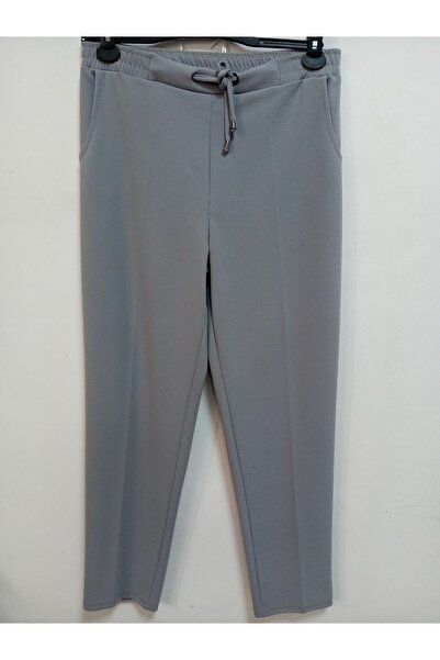 AKŞEN GİYİM BELİ LASTİKLİ BAĞCIK DETAYLI SCUBA KREP KUMAŞ HAVUÇ PANTOLON