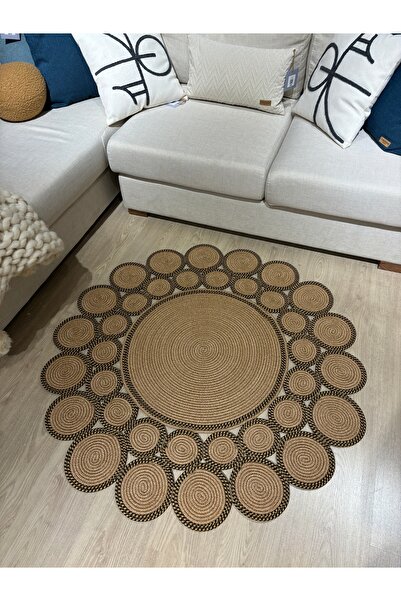 MaVaux Hasır Jüt Çiçek Desenli Kilim Halı 2025 Koleksiyonu