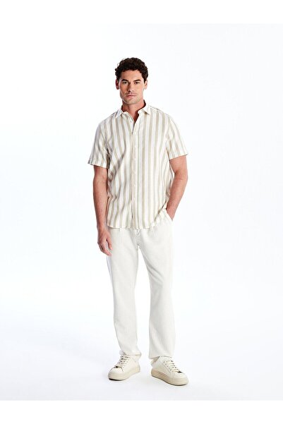 LC Waikiki Normál szabású, rövid ujjú csíkos férfi ing