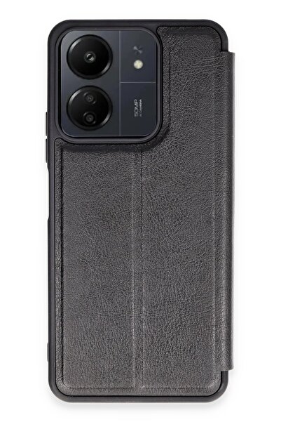 Hatreds Xiaomi Redmi 13C Uyumlu İnce Yapılı Kapaklı A++ Kalite Kılıf - Siyah