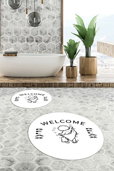 EY HOME Set de covorașe de baie rotunde, duble, lavabile, anti-alunecare, dig...