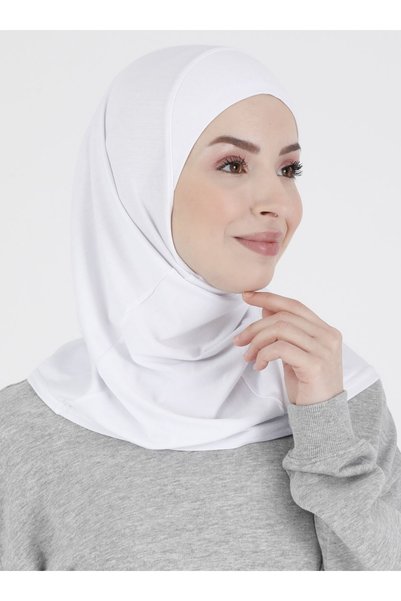 ec ecardin Hanfendy Athletic Plain Sports Hijab Bonnet - White - (St043), (Id 7804302)