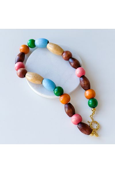 CHARMLUCKY Wooden Bead Necklace