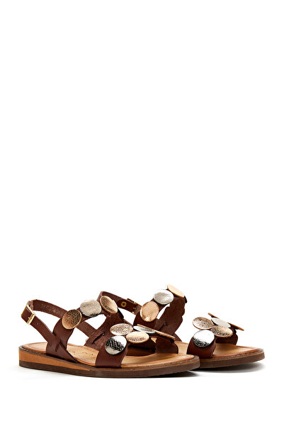 Derimod Brown Leather Basement Sandals - Ankle Strap, 24sfd 310218