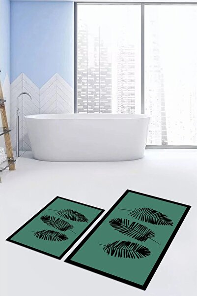 EY HOME cu imprimeu Set de covor de baie cu model de frunze colorate, lavabil...